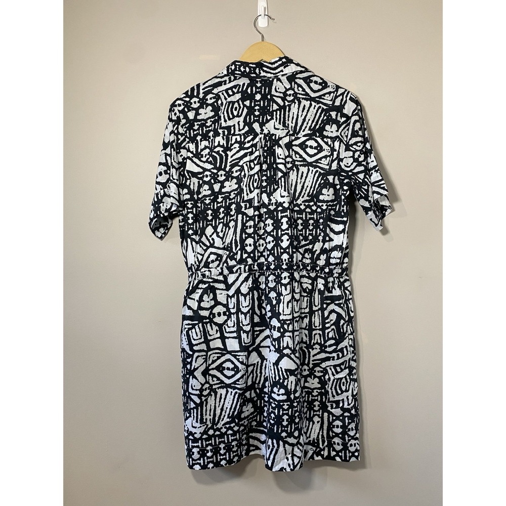Willa Story Collared Dress Sz LARGE Black Fully Lined Drawstring Waist‎ Button - Picture 2 of 5